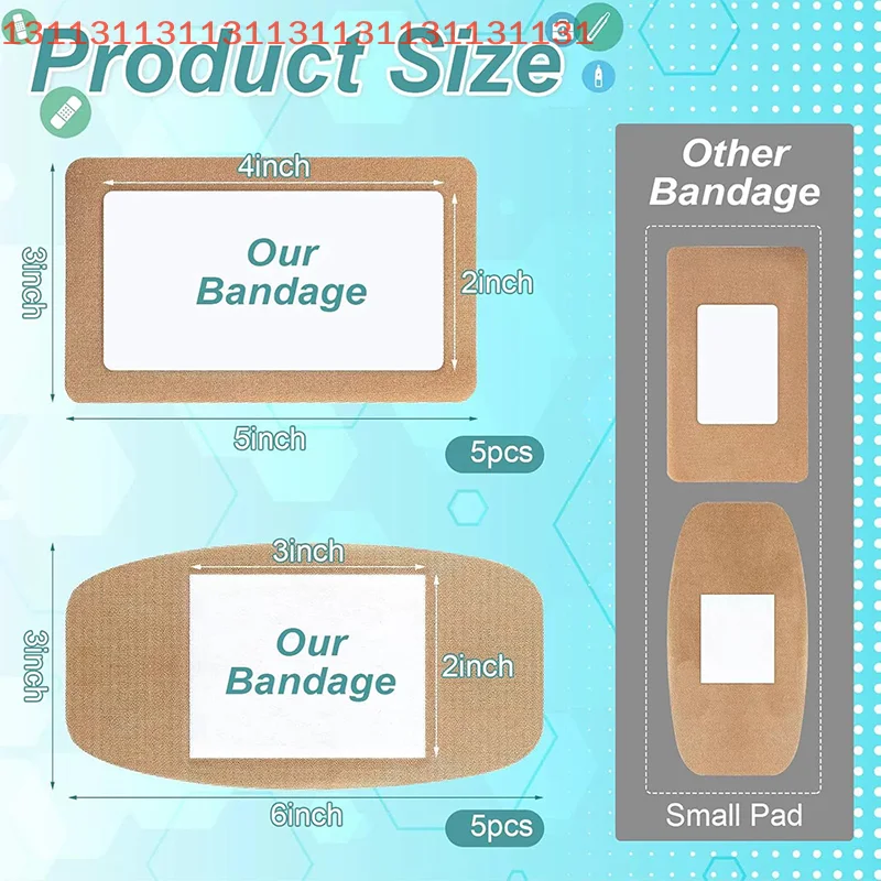 5 قطعة كبيرة الحجم مرنة غير المنسوجة الطبية لاصقة تضميد الجروح الفرقة المعونة كبيرة الجرح الإسعافات الأولية أدوات العناية بالبشرة #5