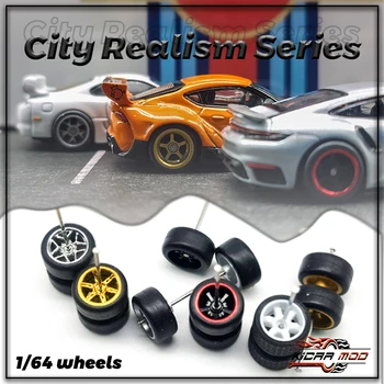 1/64 ruedas (5 juegos) coche fundido a presión de la serie City Realism para modelo de carreras 1:64, coche de carreras deportivo dedicado, regalo para adultos