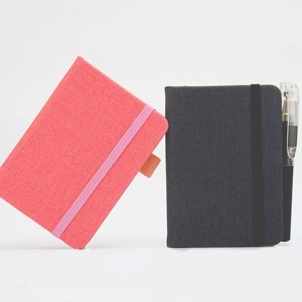 

2pcs New 100 Sheets A7 Mini Notebook Refillable Square Blank Page Notepad Linen Cloth Grain Thick Portable Pocket Memo Diary