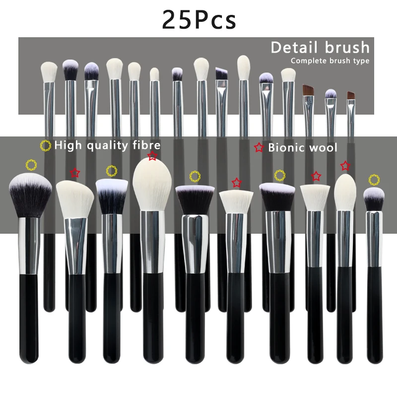 25Pcs Makeup Brushes set profession Cosmetic Concealer eyelashes Powder Blush Soft Fluffy Blending Brush Beauty Tools