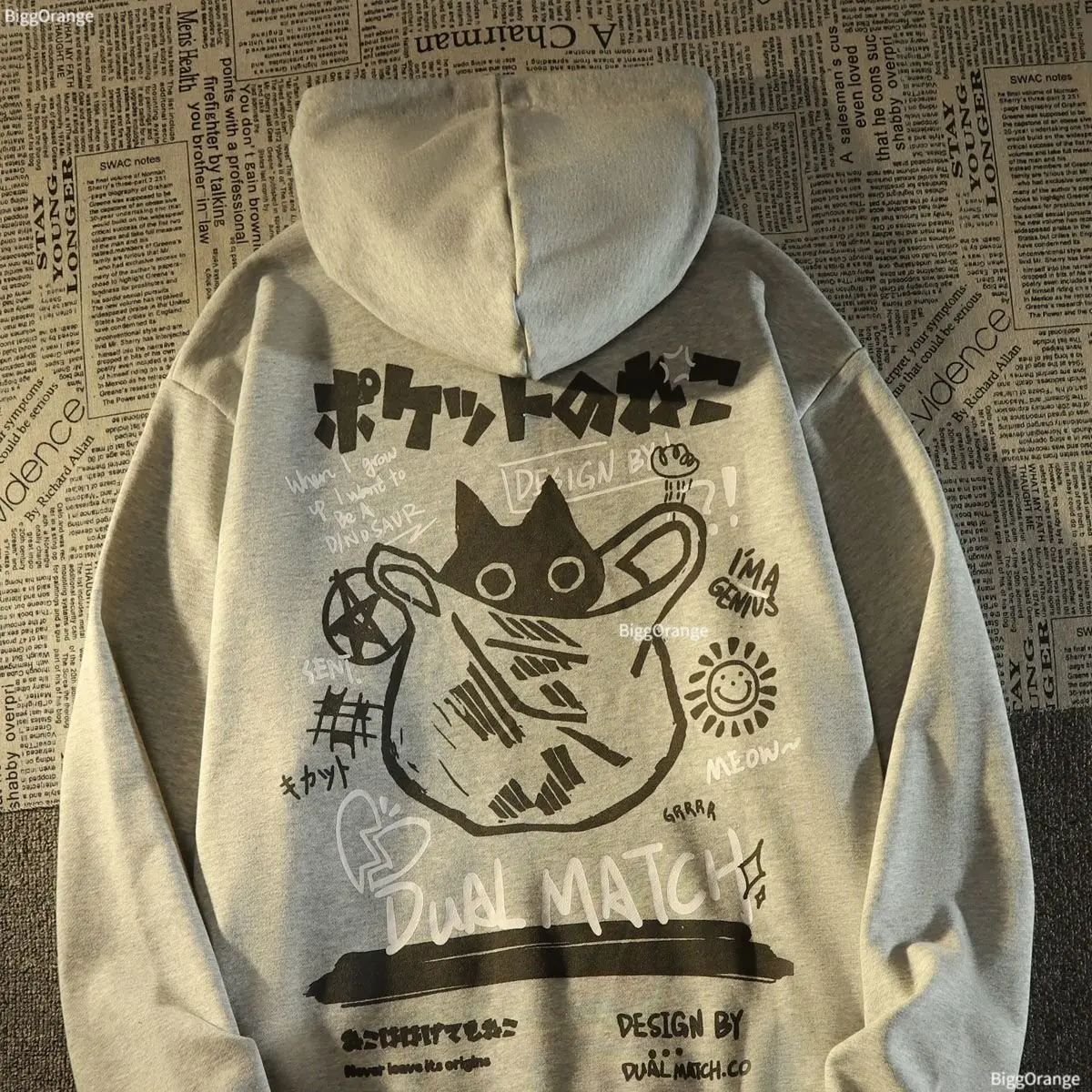 New in Retro Cat hoodie Streetwear Women Loose Japanese Oversize Silver Fox Velvet Coat Y2k Sweatshirts Casual Kawaii clothes