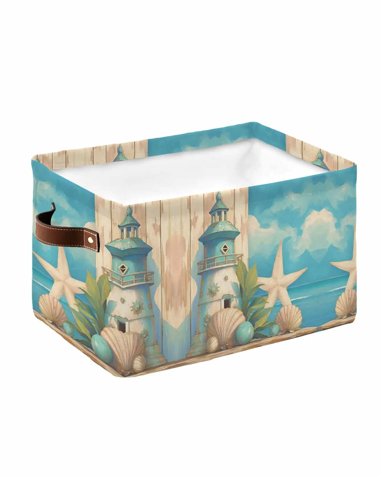 Lighthouse Starfish Shell Waterproof Laundry Basket Folding Clothing Storage Basket Kids Toys Organizer Storage Bucket