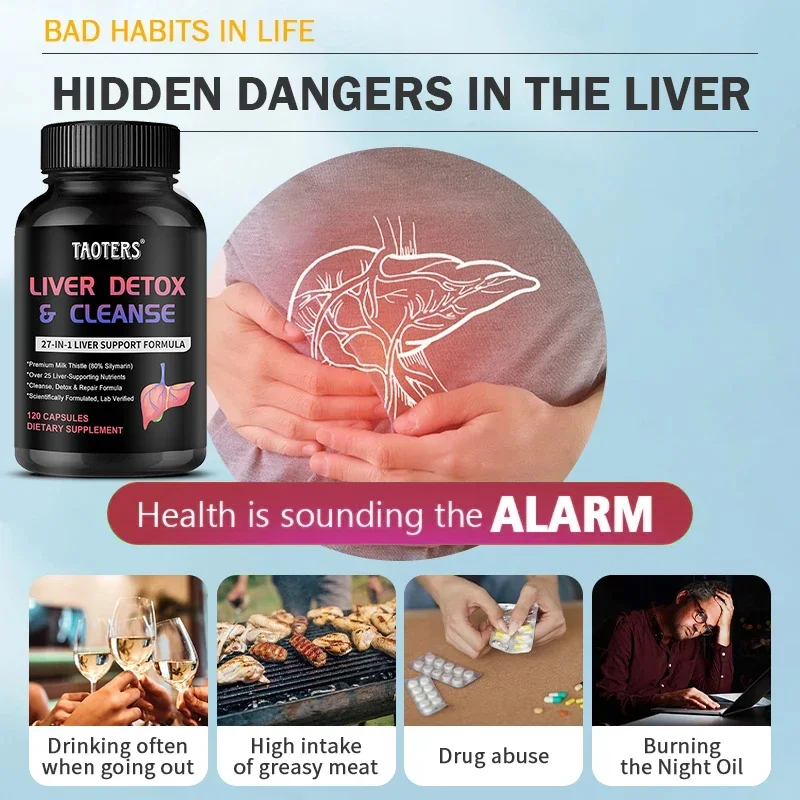 Taoters Liver Detox Liver Cleansing and Detoxifying Support Supplement-Help Strengthen and Repair The Liver and Improve Immunity