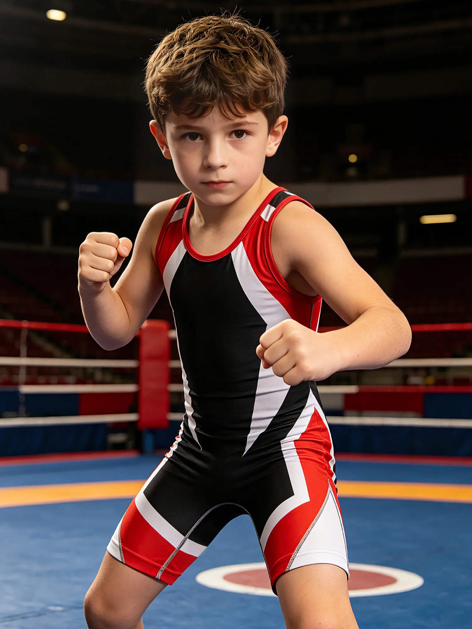 Image 4: Combinaison de lutte pour garçons de 4 à 16 ans, combinaison colorée sans manches, longueur jusqu'aux cuisses, pour le sport, l'entraînement, l'exercice, le cyclisme