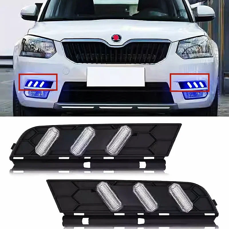 

For Skoda Yedi 2014 2015 2016 2017 Car Accessories modified LED daytime running lights fog Light front bumper lamp