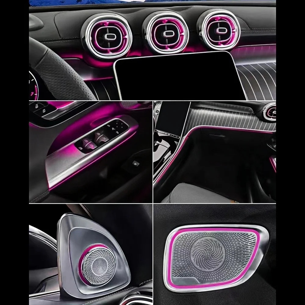 For Benz C Class W206 2022-2026 64 Colors LED Ambient Light Kit 4D Rotating Tweeter Turbine Vent Outlet Seat Light Car Accessori view 5