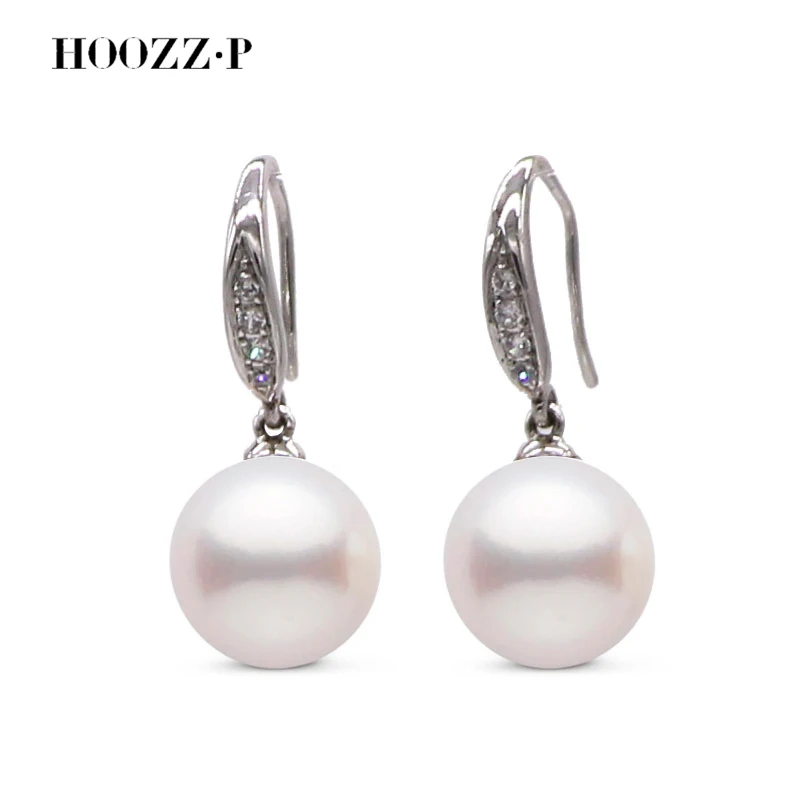 

Серьги HOOZZ.P с жемчугом AAAA, качество 9-10 мм, идеальные круглые трендовые новые натуральные культивированные большие серьги S925, посеребренные золотые цирконы