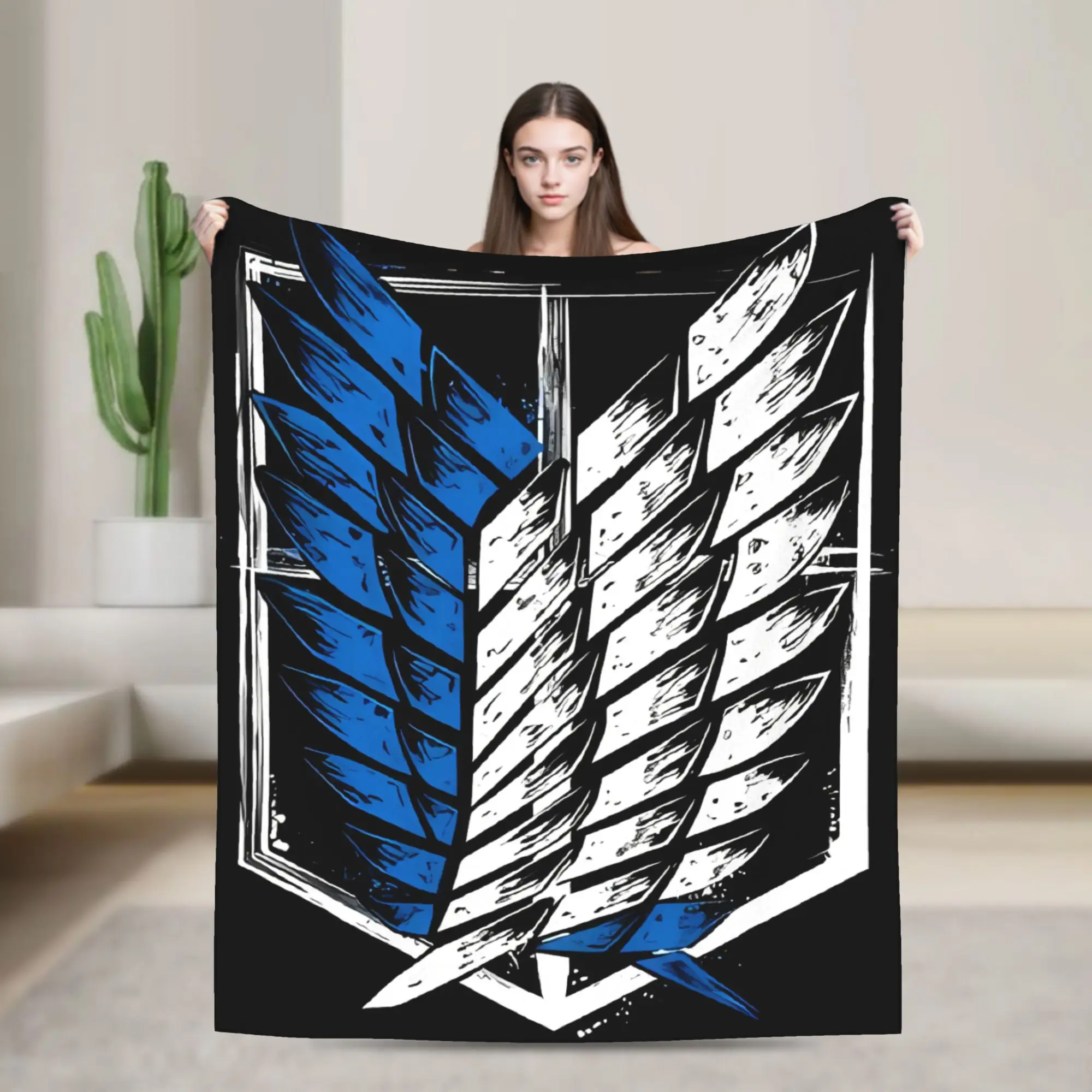 Attacks on Titans Flannel Blanket  Warm Soft Throw Blanket for Couch Bed Decorative Pattern Bedspread Sofa Bed Cover