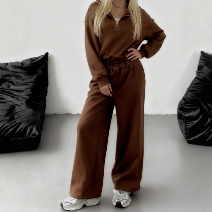 2026 Random Women's Half-zip Pullover Sweatshirt And Pants. Two-piece Set Loose And Comfortable Suitable For Autumn. And Prom