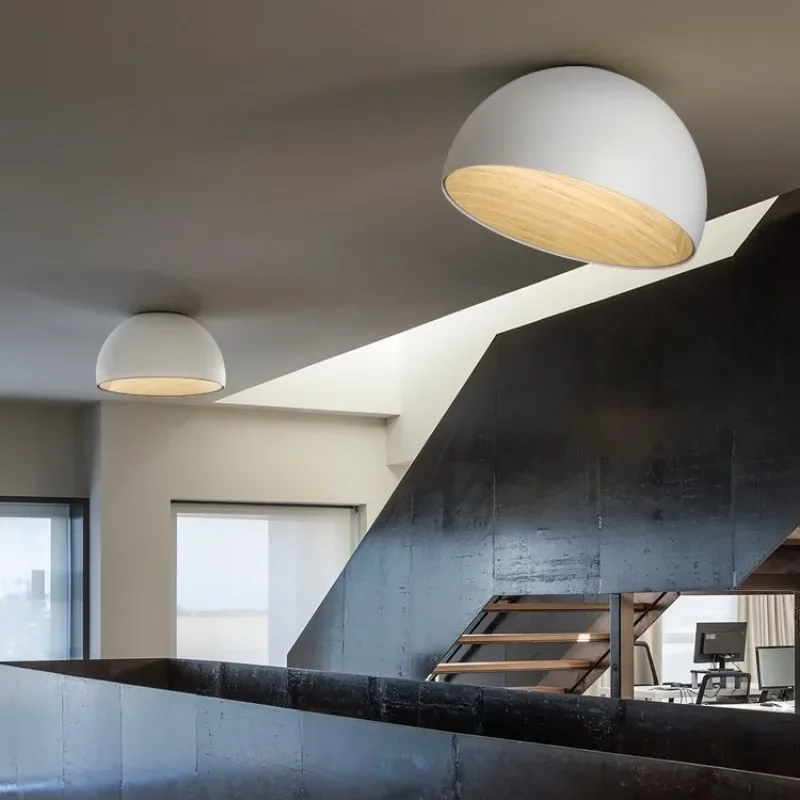 Lampu kamar tidur Lampu langit-langit Lampu kamar anak dengan desain miring yang kreatif Lampu minimalis bernuansa wabi-sabi dengan tekstur kayu