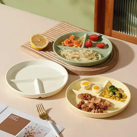 1pc 라운드 분할 접시 음식 접시 과일 샐러드 접시 요리 세라믹 접시 세라믹 접시 디저트 접시 악세사리 접시
