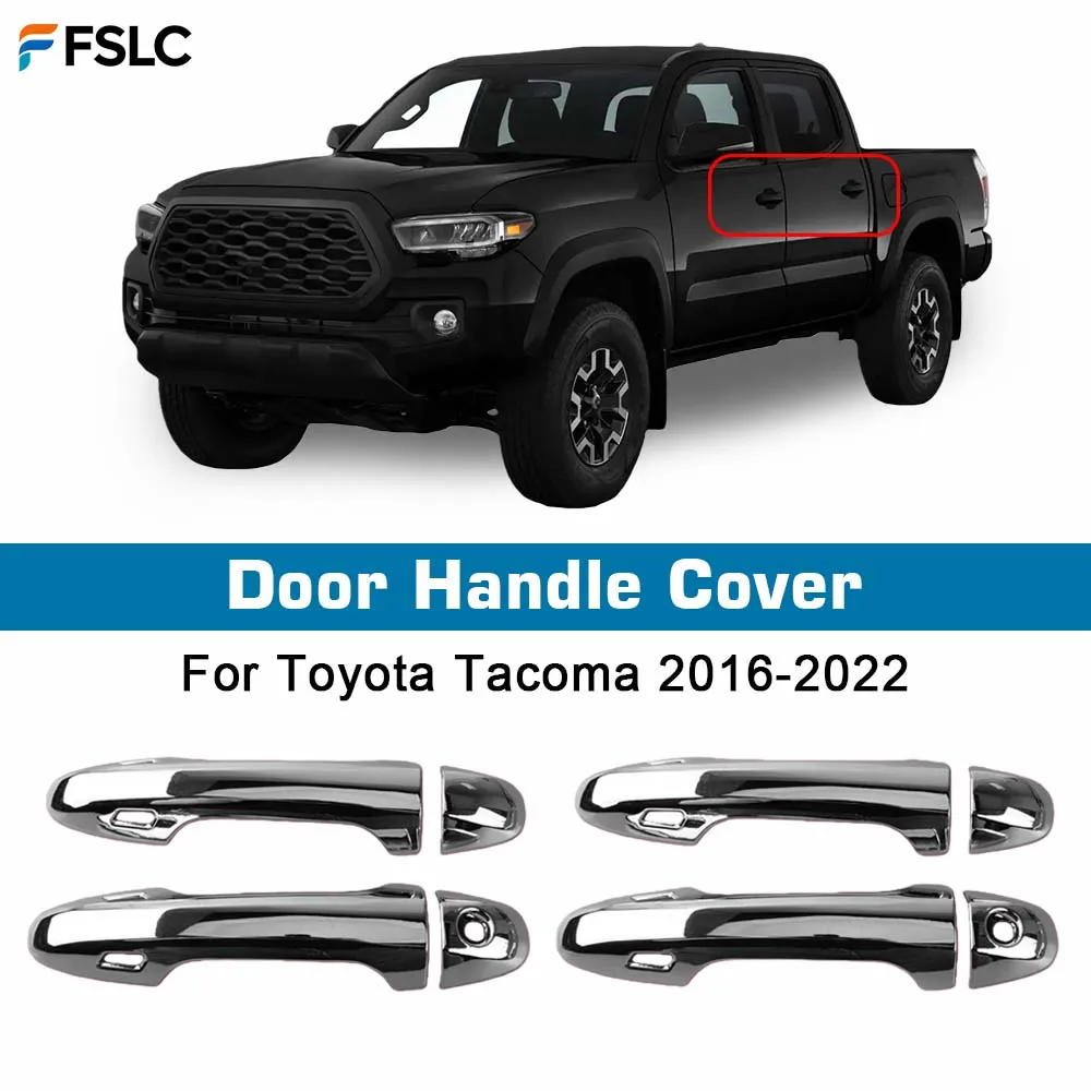 

Door Handle Cover For Toyota Tacoma 2016-2018 2019 2020 2021 2022 Trim Set with Smart Keyhole Fit Silver Chrome ABS