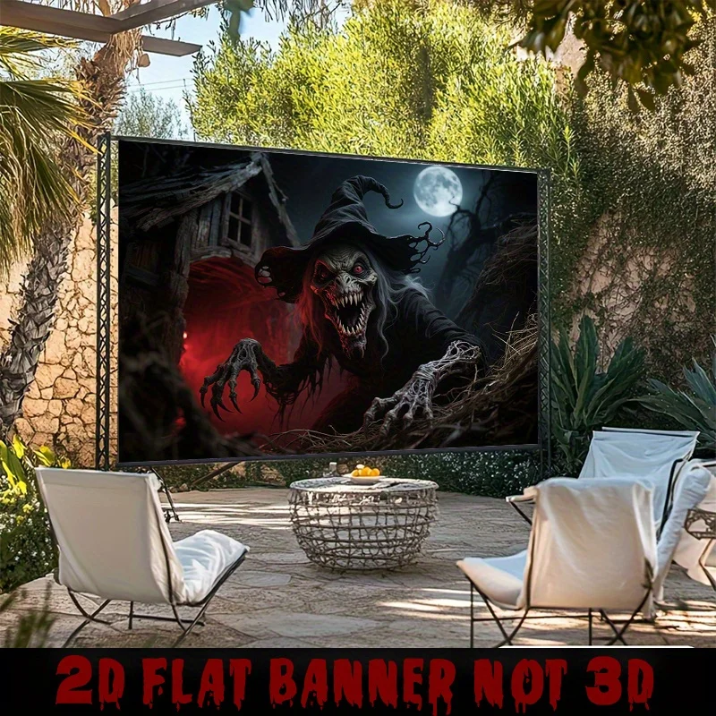 نسيج Zombie Witch & Blood Moon - ديكور الهالوين المخيف، منزل مسكون - إعداد رعب لغرفة المعيشة الداخلية