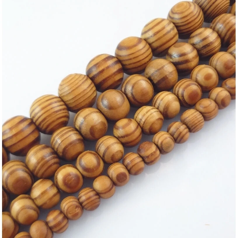 6/8/10/12/16/18mm Natural Grain Wooden Round Beads Pine Spacer Wood Loose Beads for Bracelet Necklace DIY Jewelry Making