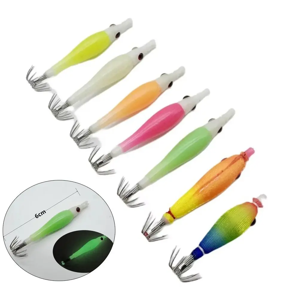 Lure Luminous Squid Jig Small Wooden Shrimp Sea Fishing EGI Squid Hook Silicone Cloth Wrapping Octopus Jig Sea Fishing