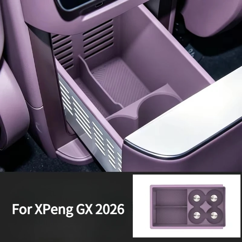 For XPeng GX 2026 Full-Cover Silicone Refrigerator Mat Shockproof Noise-Reducing Storage Organizing Protective Car Accessory