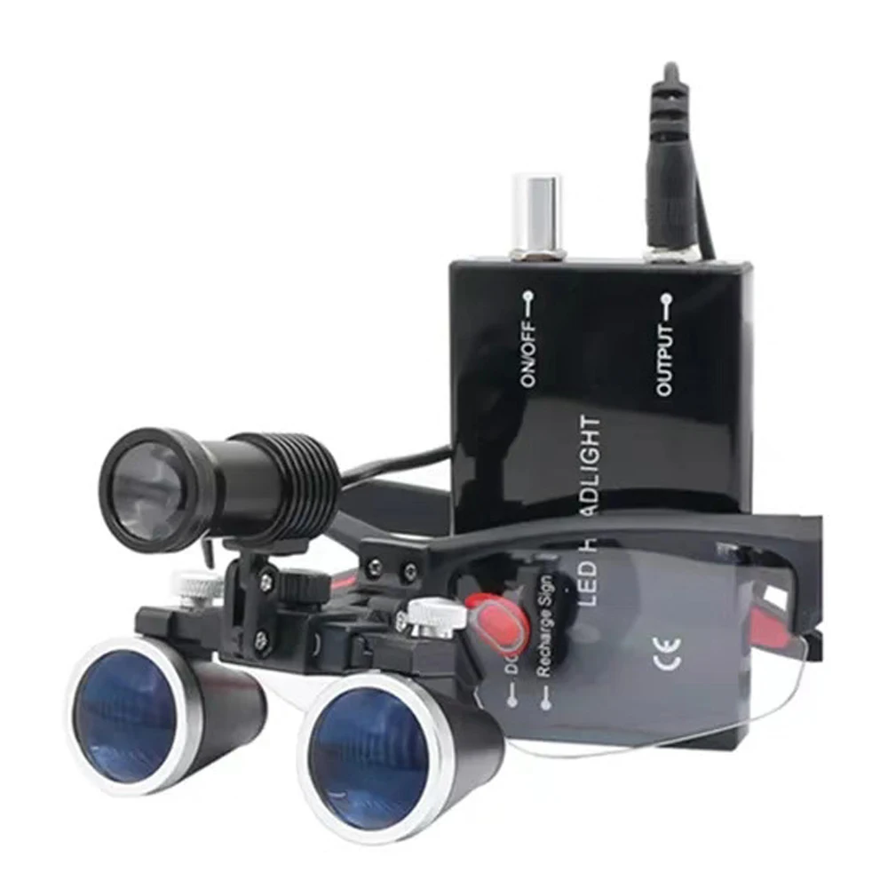 

Стоматологическая лупа 2.5X 3.5X с LED-подсветкой, бинокулярные стоматологические лупы для стоматологов, увеличительное стекло для стоматологической хирургии с налобным фонарем