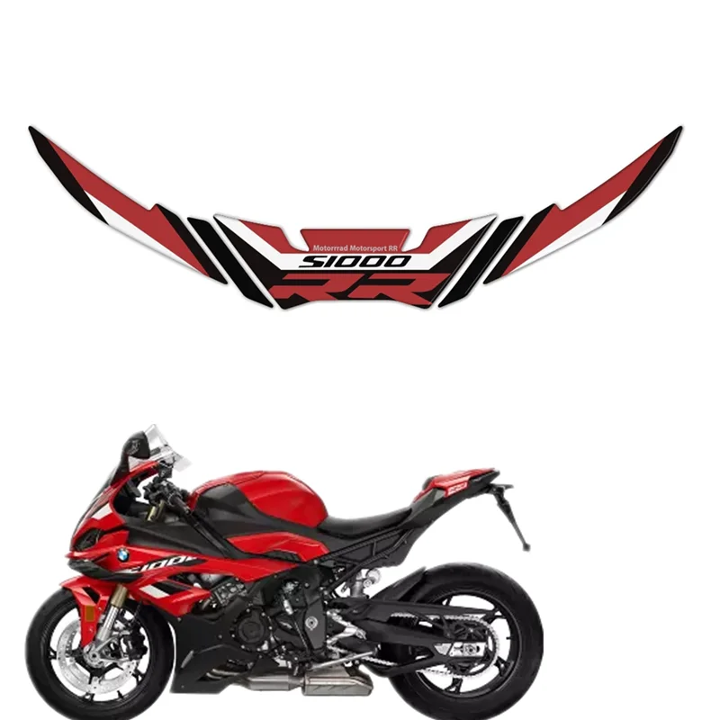 

For BMW S1000RR 2023 2024 Motorcycle Front Nose Spoiler Protector Gel Paint Protection Decal Kit Black and Red Color Scheme