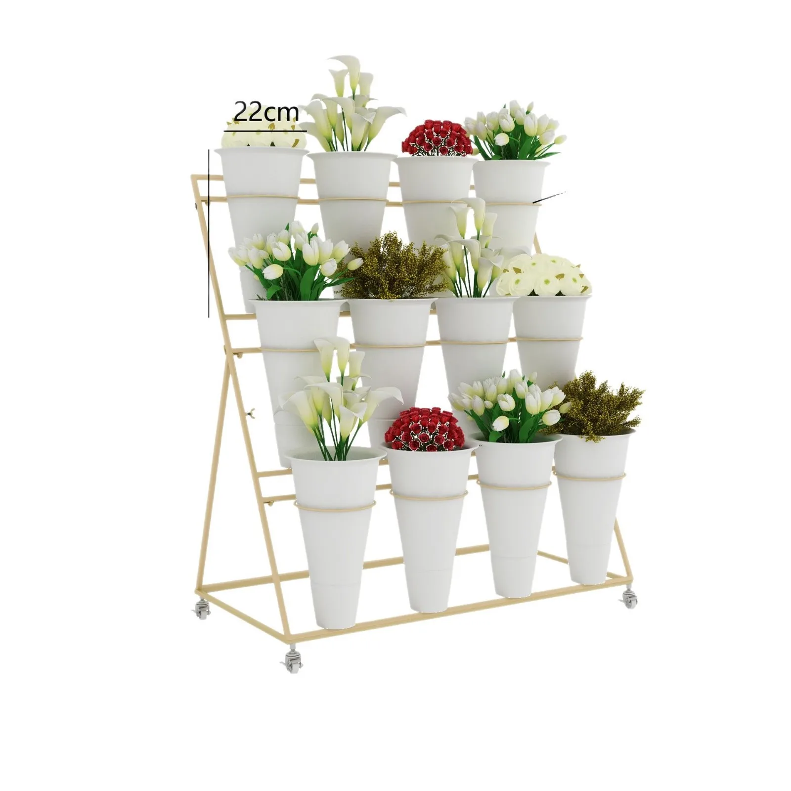 

flower display rack multi-layer ladder movable with wheels awakening bucket rack