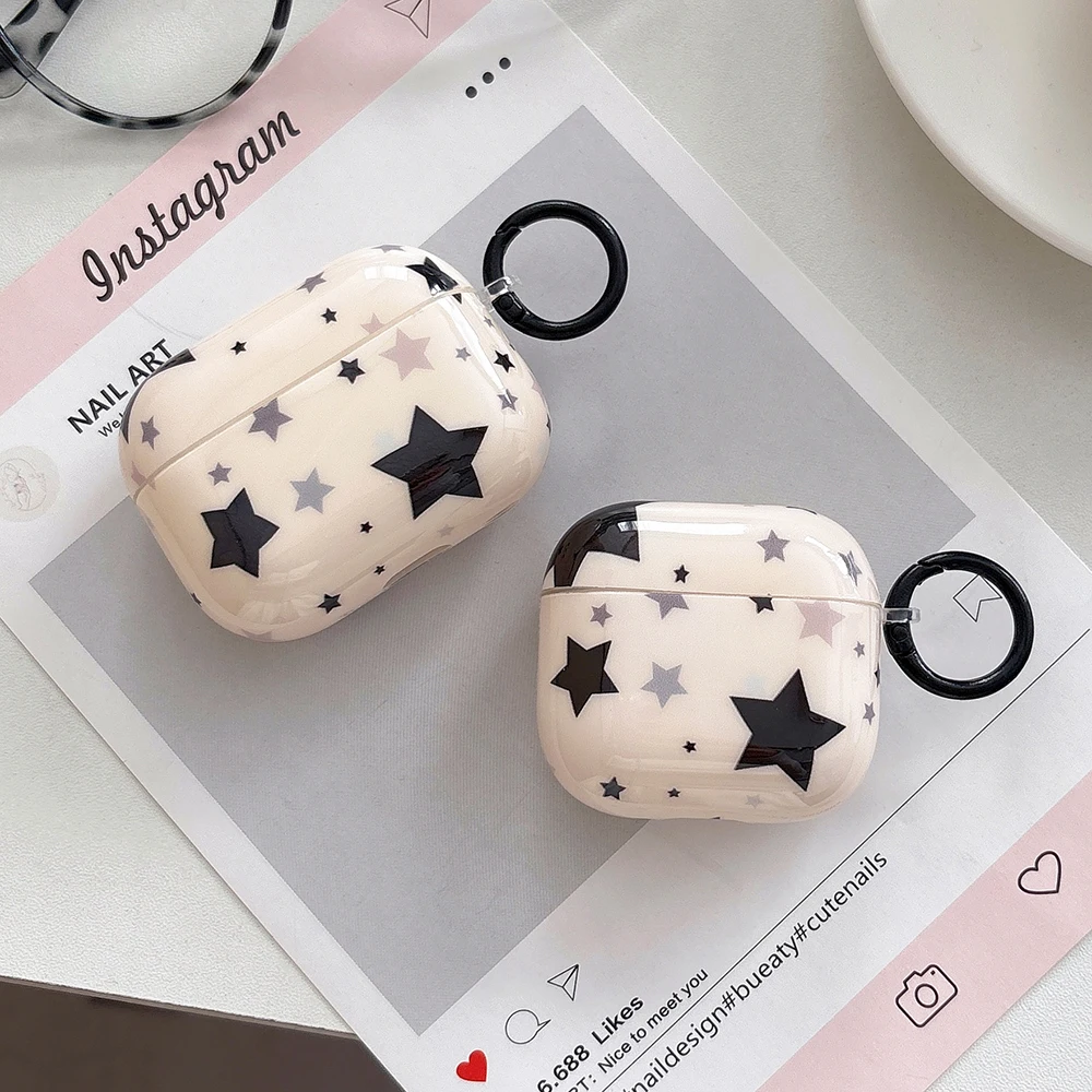 

Five-pointed Star Earphone Case with Ring Buckle for AirPods Pro3 Pro2 1 2 3 4 Pro Anti-fall Pentagram Wirless Headphone Cover