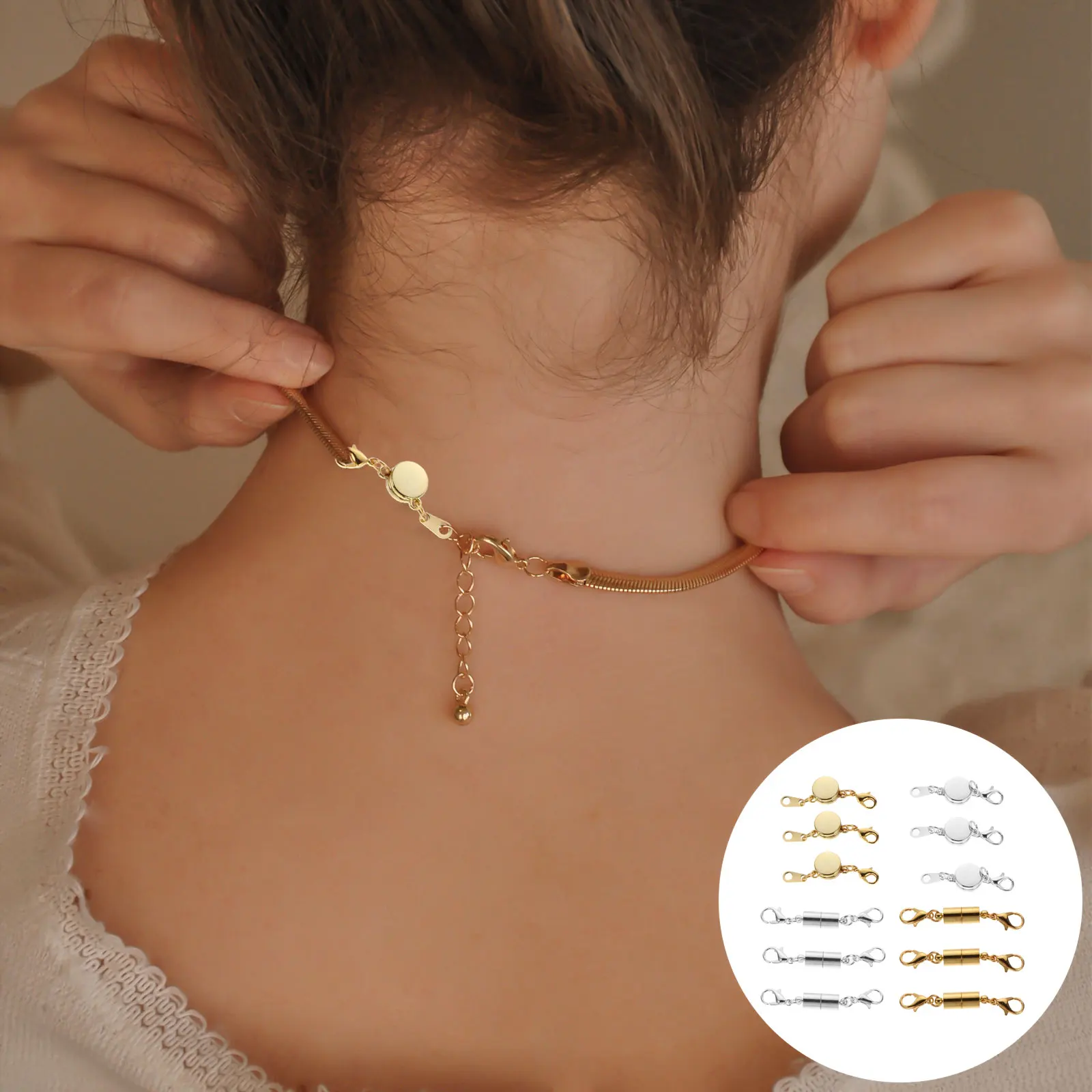 12 قطعة المشابك والمجوهرات المغناطيسي قلادة سوار موسع سبيكة الإغلاق DIY لوازم المشابك القوية إصلاح سهلة الاستخدام #5