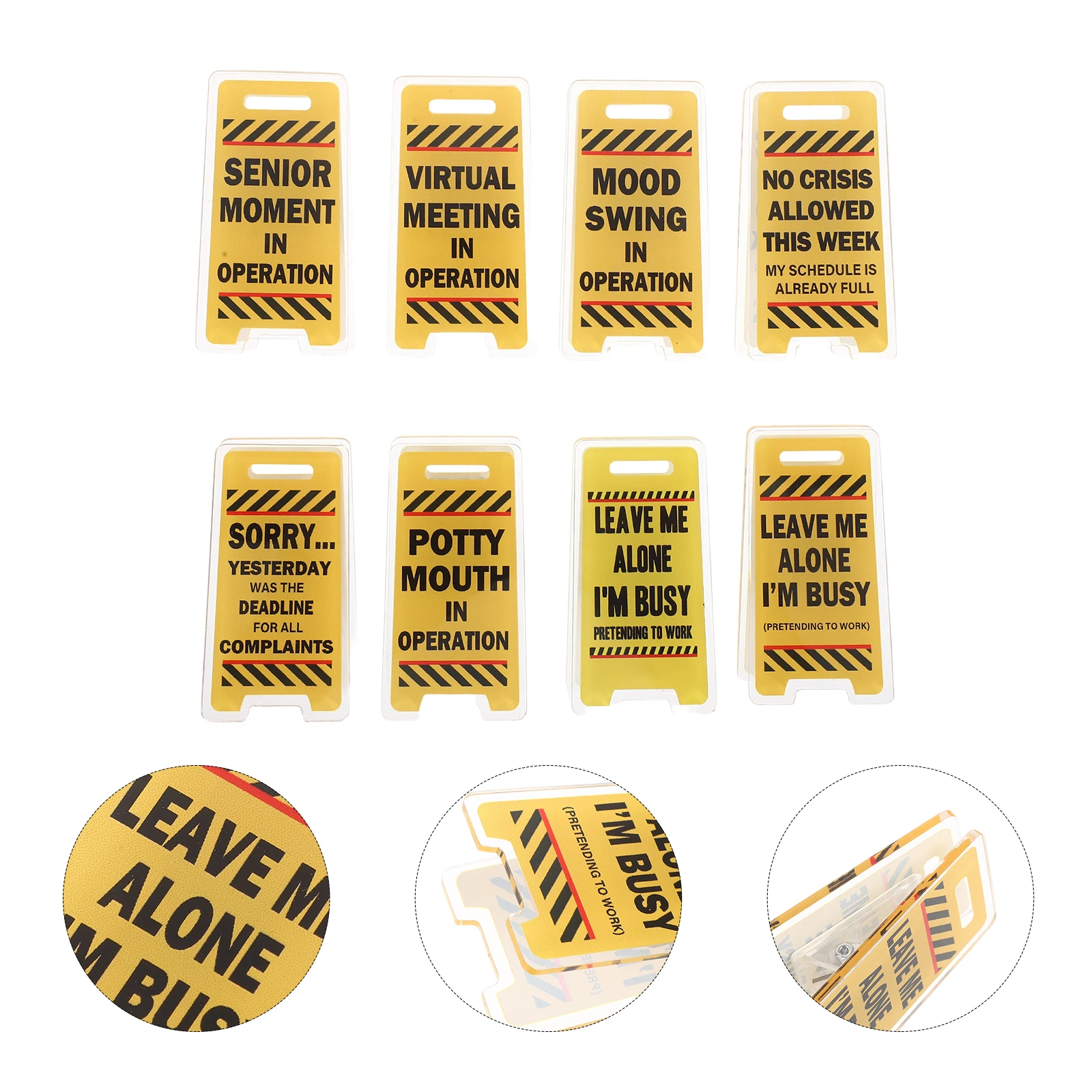 

8pcs Funny Note Clips Desktop Holder Mini Message Memo Clip Caution Label For Home Office Classroom Decor Multifunctional