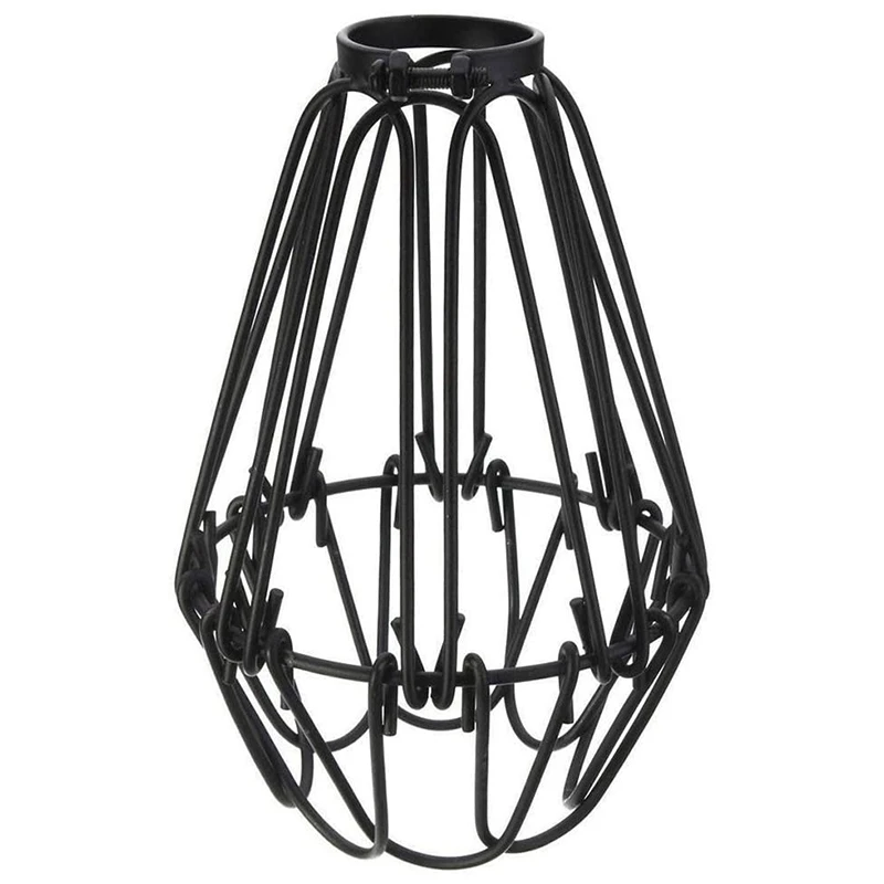 Adjustable Wire Cage Lampshade, 2 Pack Metal Bird Cage Bulb Guard Island Pendant Lighting Fixture Drop Lamp Holder