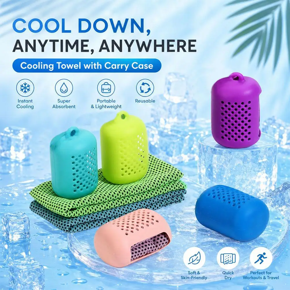 Mini round Silicone Sapphire Blue Cooling Towel Portable Ice Towel for Sports Yoga - Soft Comfortable Reusable Towel