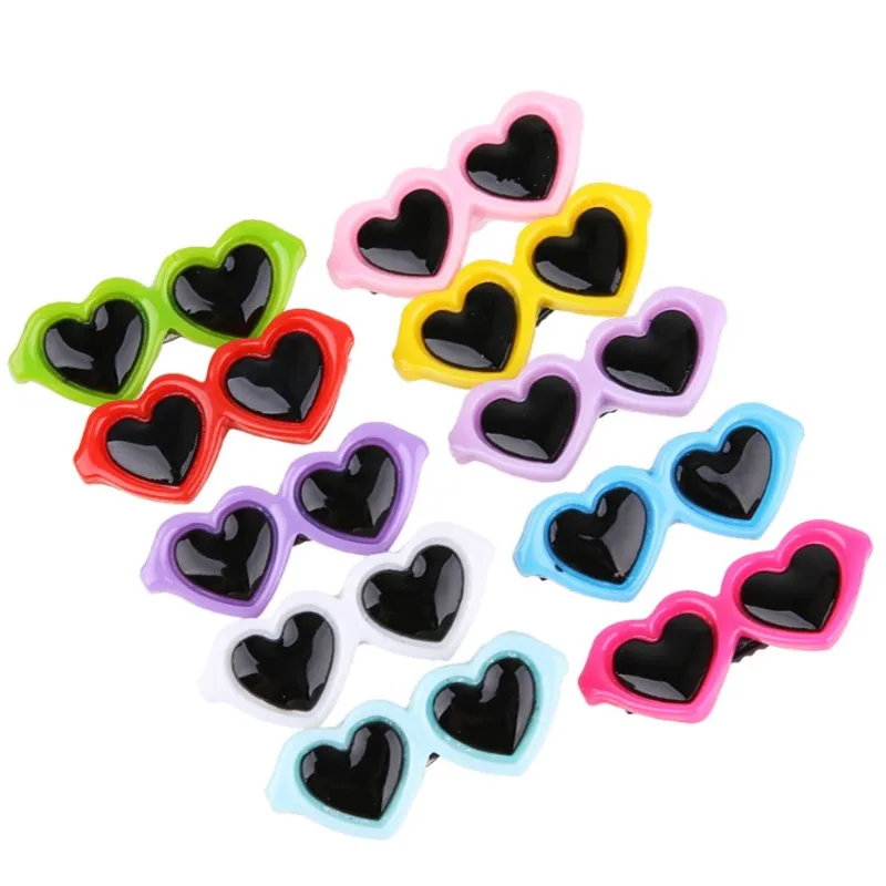 1PCS Pet Lovely Heart Sunglasses Hairpins Pet Dog Bows Hair Clips for Puppy Dogs Cat Yorkie Teddy Pet Hair Decor Pet Supplies