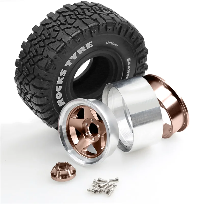 

A73E-1.9 Inch Metal Beadlock Wheel Rims 4Pcs Set Crawler Tires For 1/10 RC Crawler Car Axial SCX10 II III Pro Capra TRX4 D90 MST