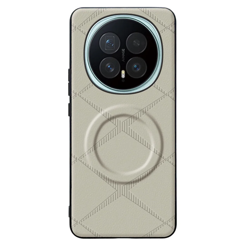 For Honor Magic8 5G Magnetic Case X-Patterned TPU PU Leather PC Anti-Drop Phone Cover - Grey