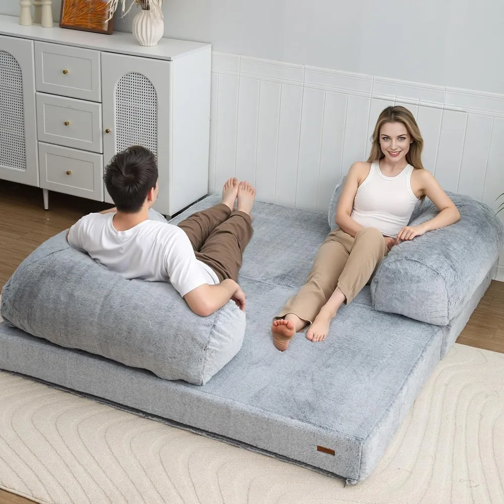 Queen Size Folding Sofa Bed, Convertible Couch into Bed, Adult Futon Chair Sleeper, Fold-Out Mattress Sofa for Bedrooms