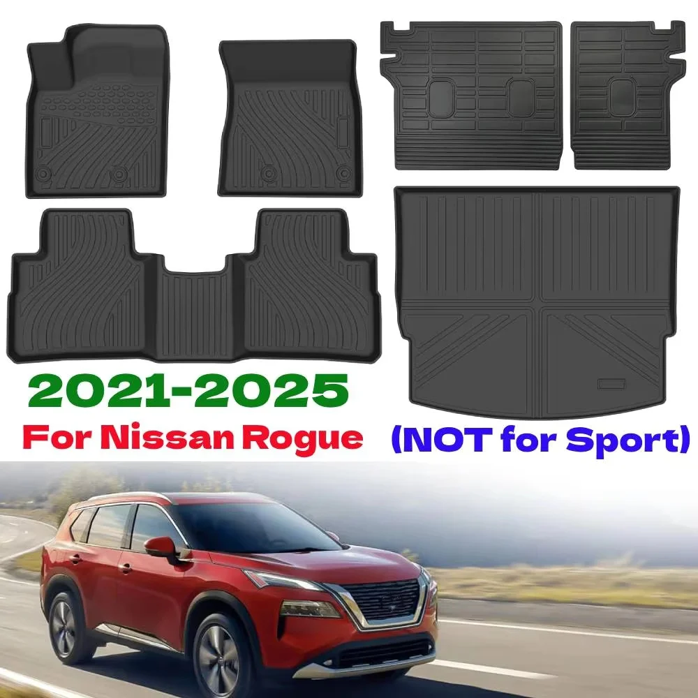

Коврики для Nissan Rogue 2021-2024 2025 (не подходящие для Rogue Sport) TPE всепогодные автомобильные коврики Rogue 2025 года, коврик в багажник для Nissan Rogue
