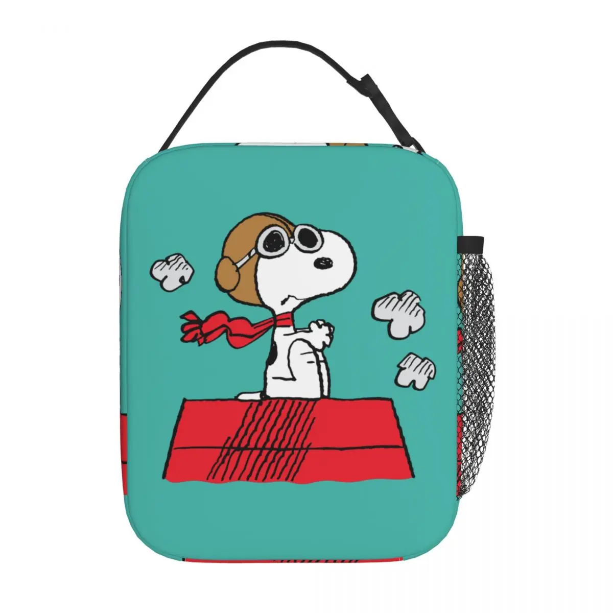 Saco de almoço isolado de alta capacidade, saco térmico reutilizável, amendoim, Snoopy, o ás voador, sacola, faculdade, ao ar livre, Bento Pouch