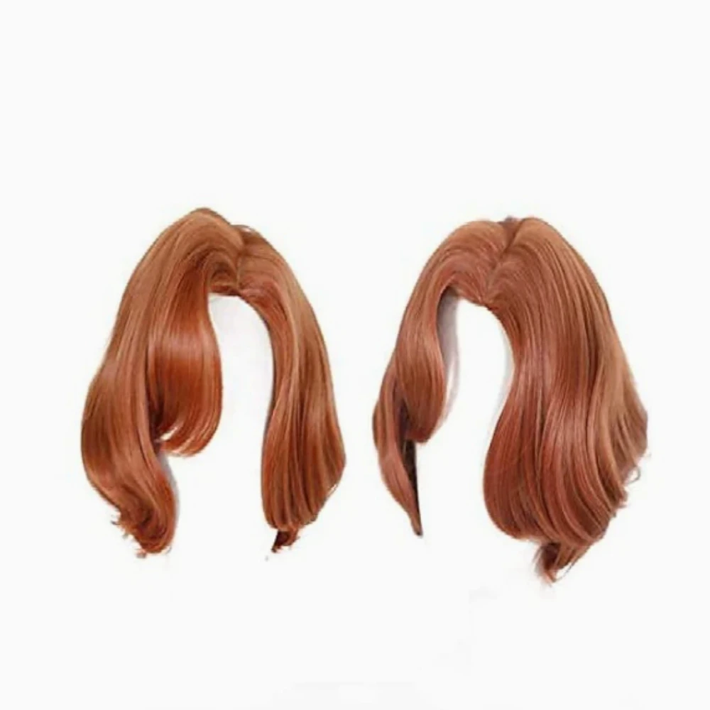 วิกผมคอสเพลย์สีแดงส้มผมสังเคราะห์ตรงวิกผมสั้นวิกผมผู้หญิงสำหรับงานปาร์ตี้