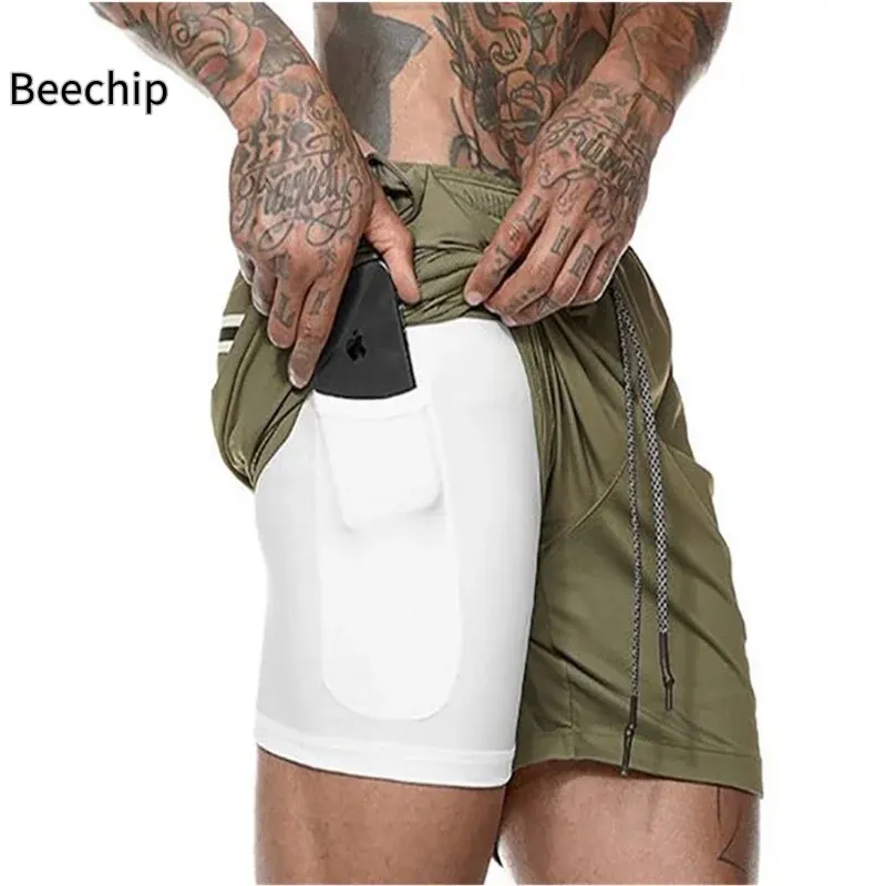 Summer Double-Layer Quick-Drying Breathable Men\'s Shorts, Sports Training, Running Straight Light Board Five-Point Shorts