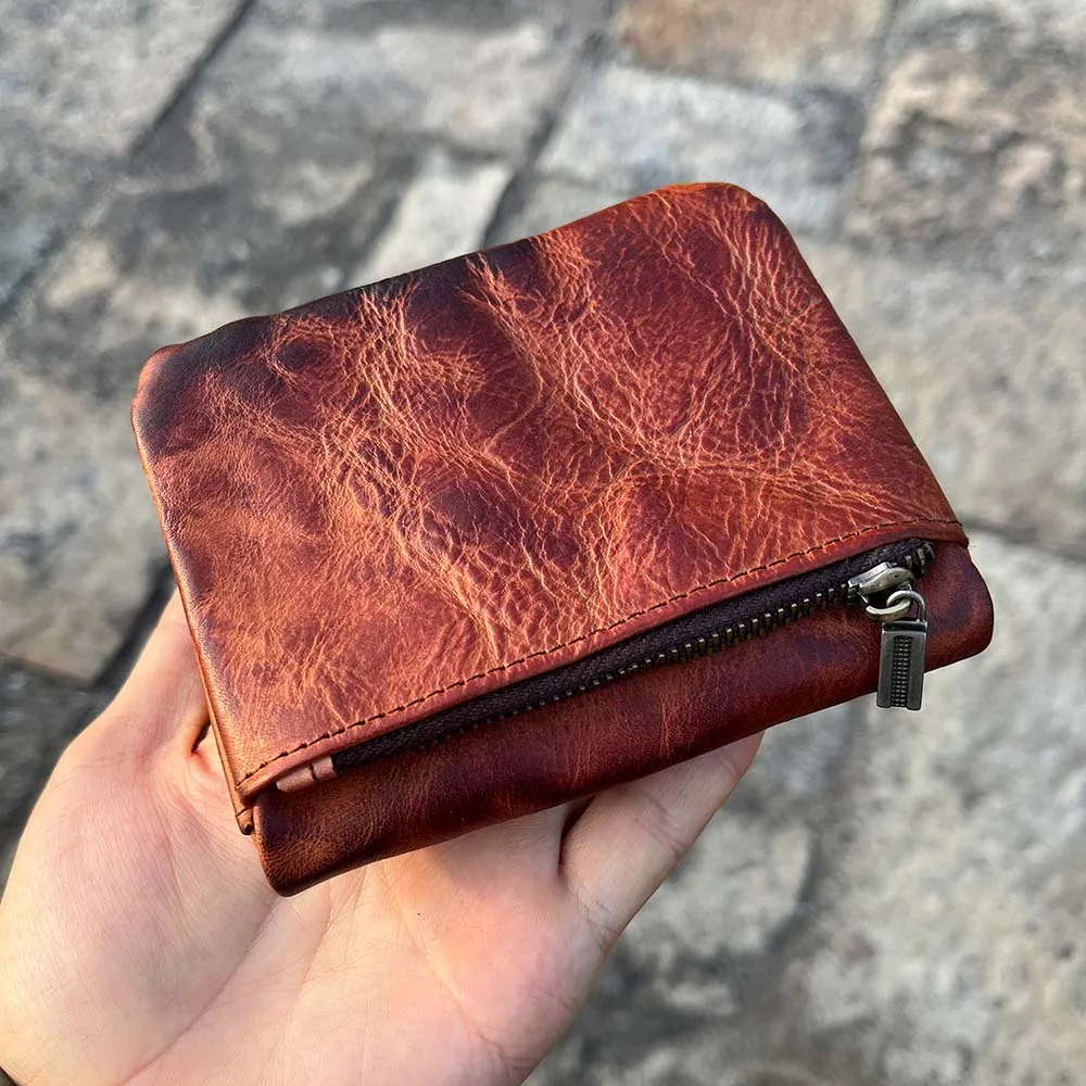 Handmade Vintage Brown Leather Wallet for Men & Women