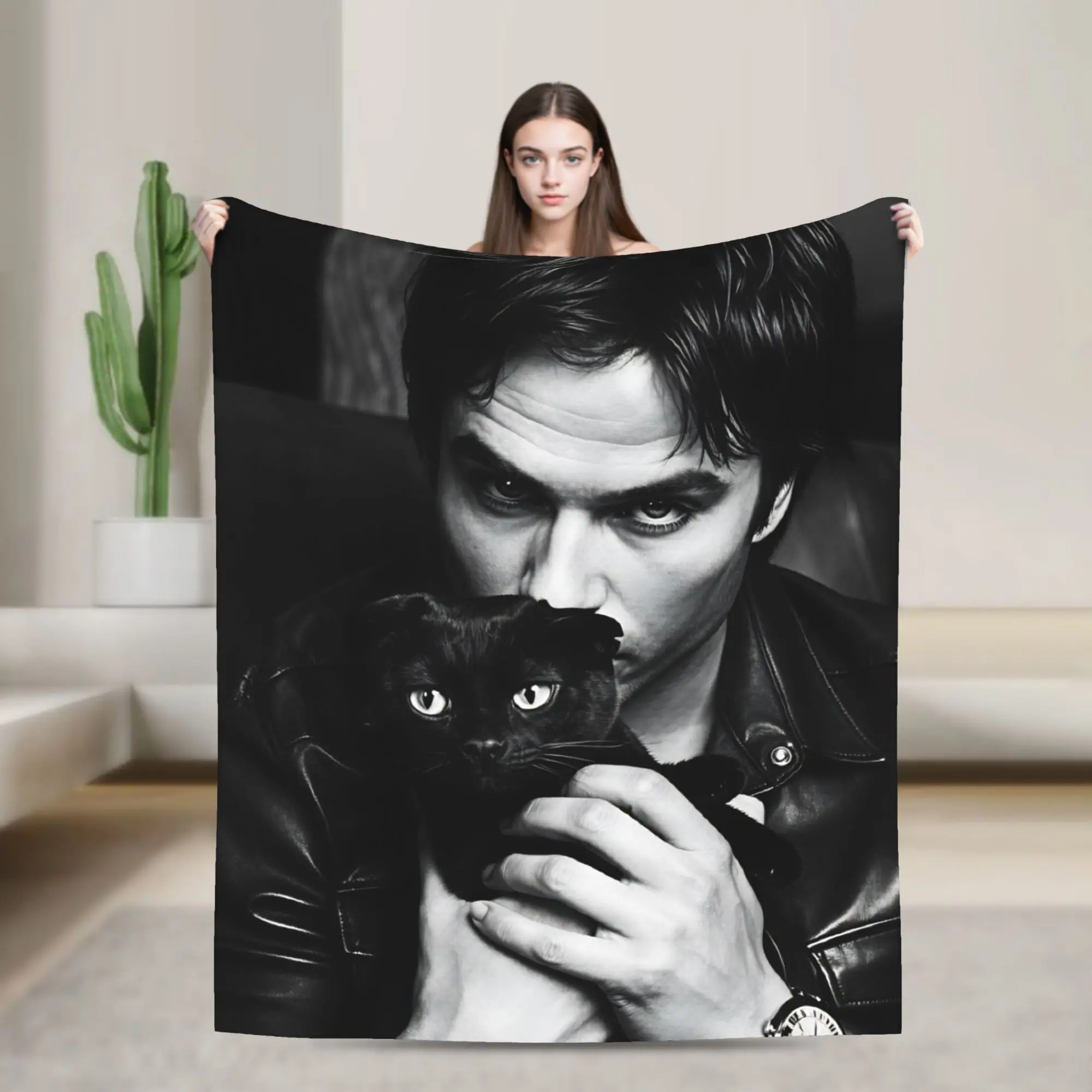 Vampire Diaries Damon Klaus  Blanket  Super Soft Plush Bedding Throws For Home Decor Airplane Travel Flannel Bedspread Bed Cover