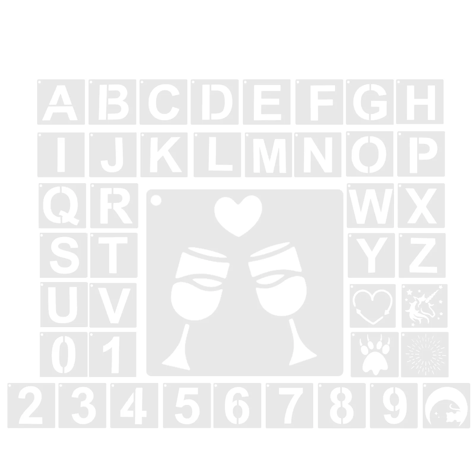 

42Pcs Durable Smooth Edge Letter Number Stencils for Wall Floor Wood DIY Projects Holiday Decor Art Crafts Letter Stencils
