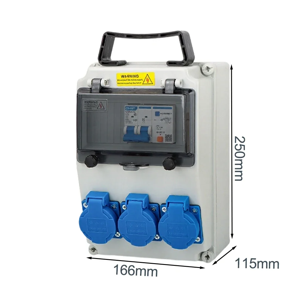 Industrial Socket Box Portable Waterproof Power Distributor for Construction Gardens Workshops 25x16.6x11.5cm White