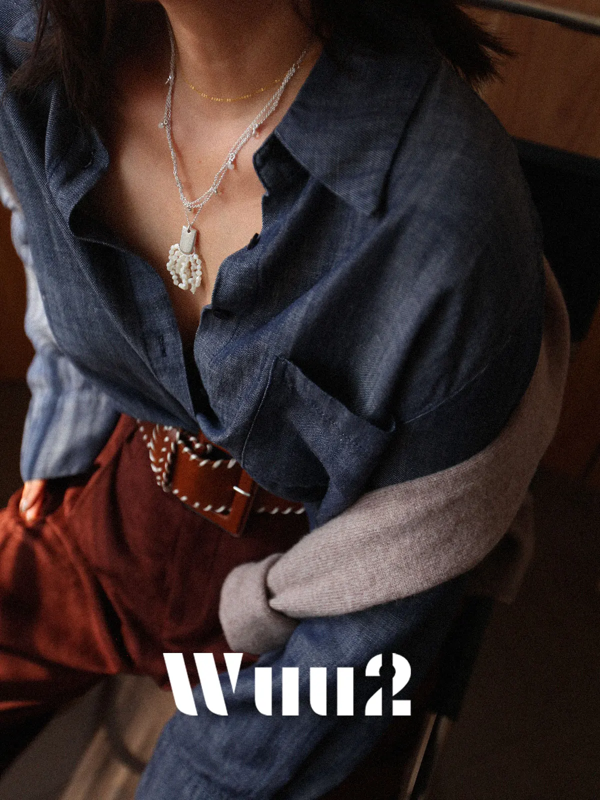 

Deep Blue Linen Denim Casual irt Women's Loose Fit Autumn Layering Wuu2 Bregamo Old Money Linen Casual irt