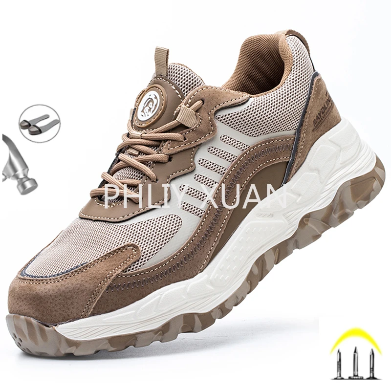 

Plus Size 49 New 2023 Work Boots Anti-puncture Safety Shoes For Men Steel Toe Protective Sneakers Outdoor Male Footwear