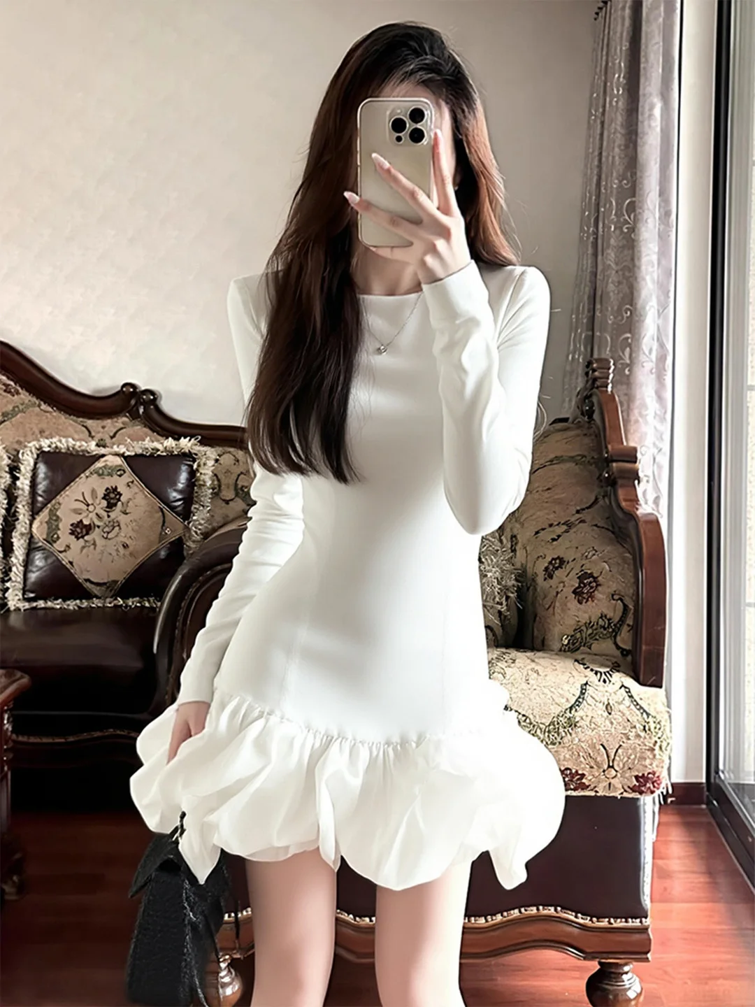 gonna-corta-da-donna-ele-white-flower-bud-dr-nuova-collezione-autunno-a-vita-alta-snellente-stile-balletto