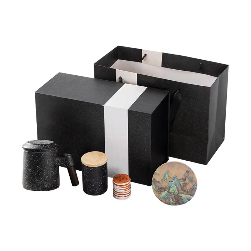 

Office cup gradual change tea separation filter mug with lid wooden handle gift box ceramic gift