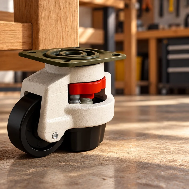 Adjustable Heavy-Duty Workbench Caster Wheels with Anti-Slip Design for Machinery and Vending Units