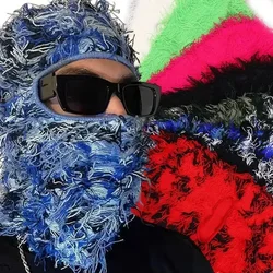 Balaclava Distressed Knitted Full Face Ski Mask Shiesty Mask Camouflage Balaclava Knit Fuzzy Balaclava Ski Balaclava