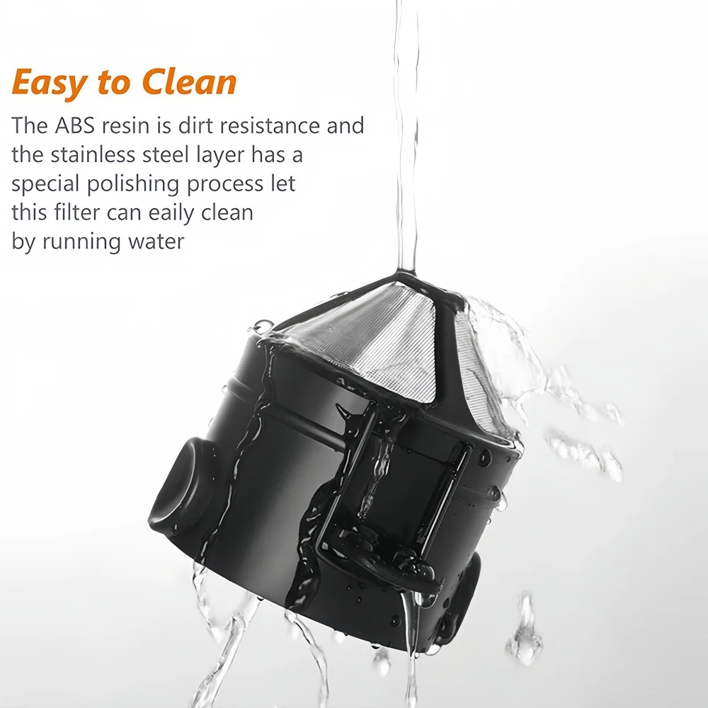 كوب فلتر القهوة 304 من الفولاذ المقاوم للصدأ بطبقة مزدوجة، فلتر تخمير يدوي قابل للطي، أدوات قهوة محمولة للمنزل والمكتب والسفر