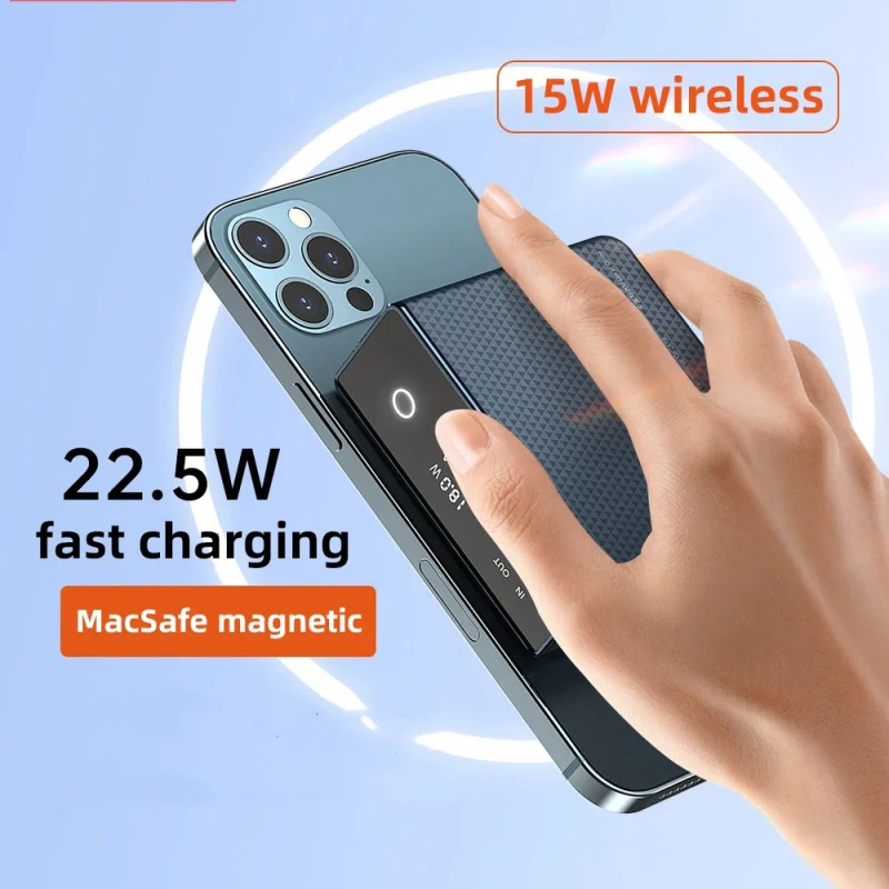 Large Capacity Power Bank 20000mAh Magnetic Wireless Powerbank USB C 22.5W External Spare Battery For iPhone Xiaomi Samsung