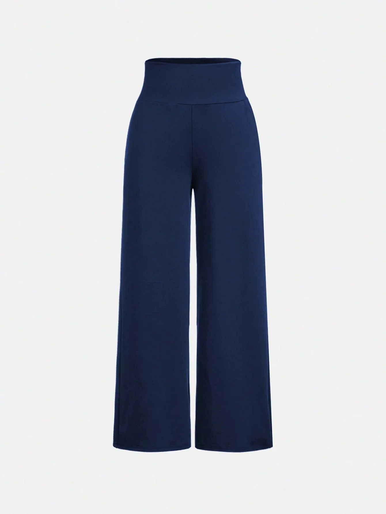 

Navy Blue High-Waist Wide Leg Loose Fit Long Pants for Girls