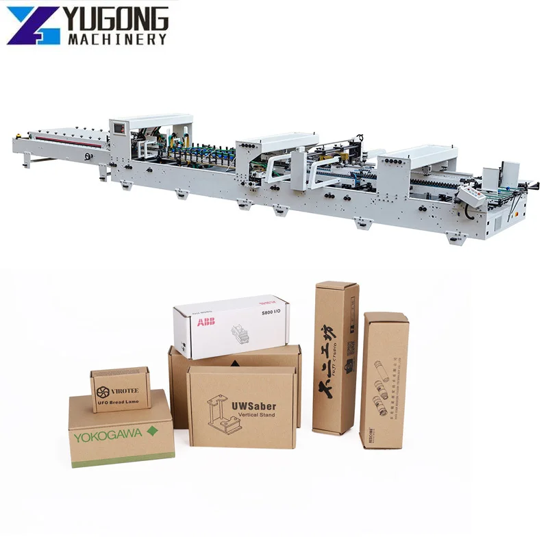 YUGONG Automatic Paperboard Box Pasting Machine Rigid Box Corner Gluing Machine Box Corners Carton Pasting Machine